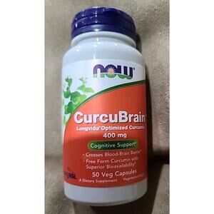 NOW FOODS CurcuBrain 400 mg 50 Veg Capsules SEALED Expires 10/2028